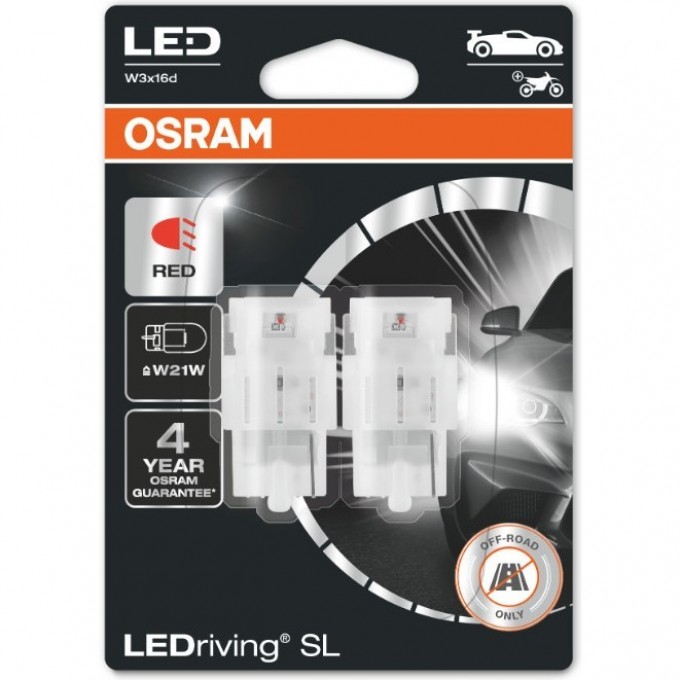 Автолампы OSRAM LED ≜W21W LEDRIVING SL 7505DRP-02B RED Красные 4062172149259